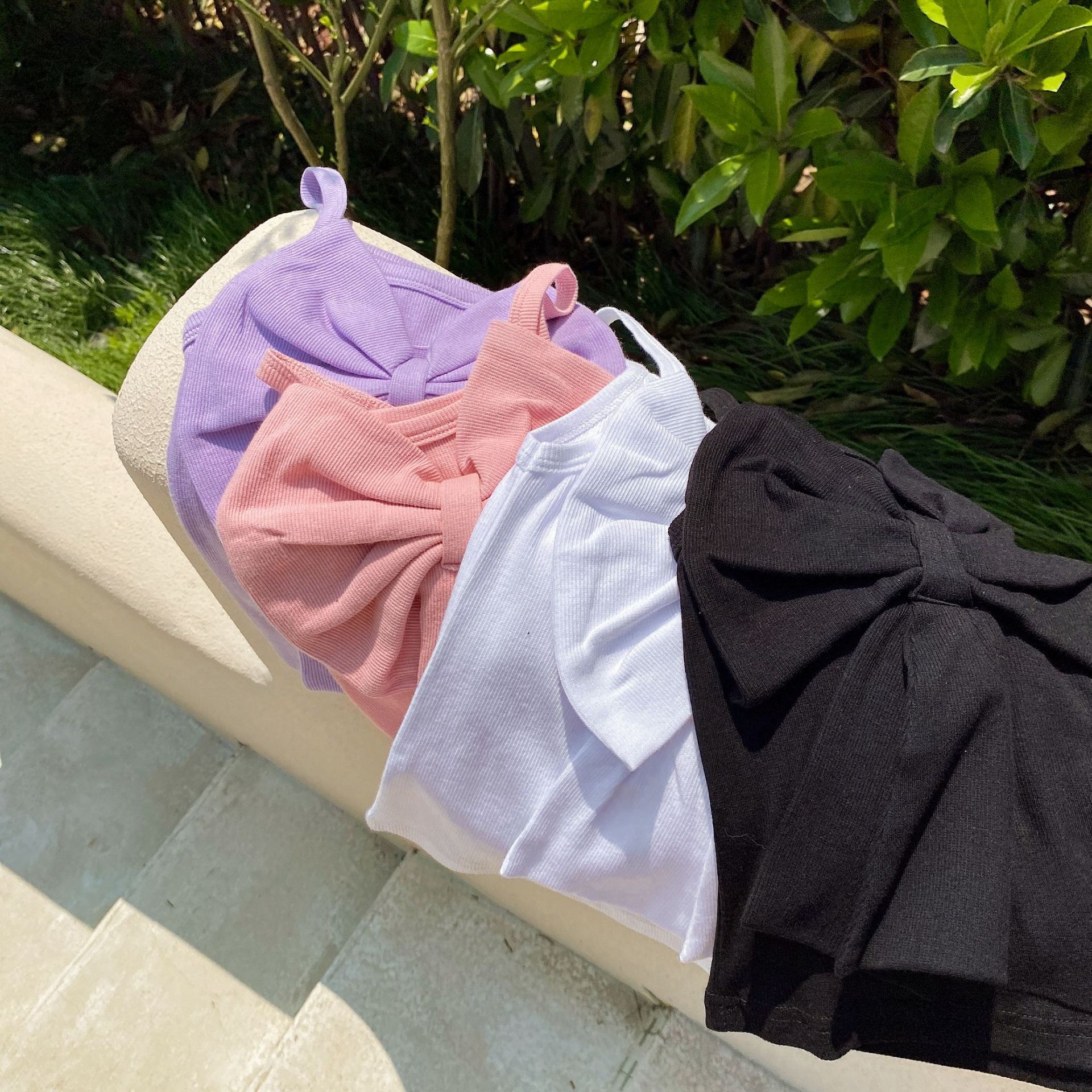 Summer Girls Candy Color Vest with Bow Kids Vests