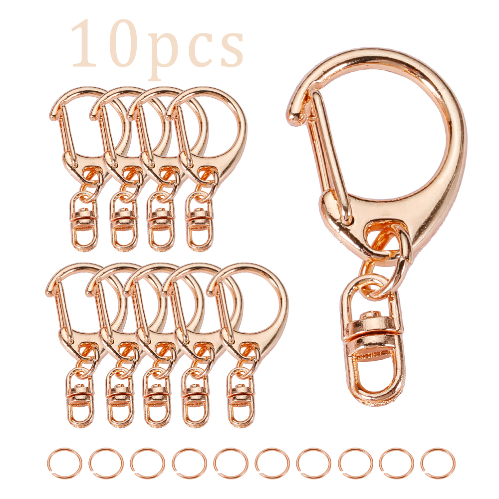 10 stuks C-gesp draaisluiting sleutelhanger 8 vorm sleutelhanger sleutelhanger ring metalen haken clip kleine sluitingen sieraden maken: Roze