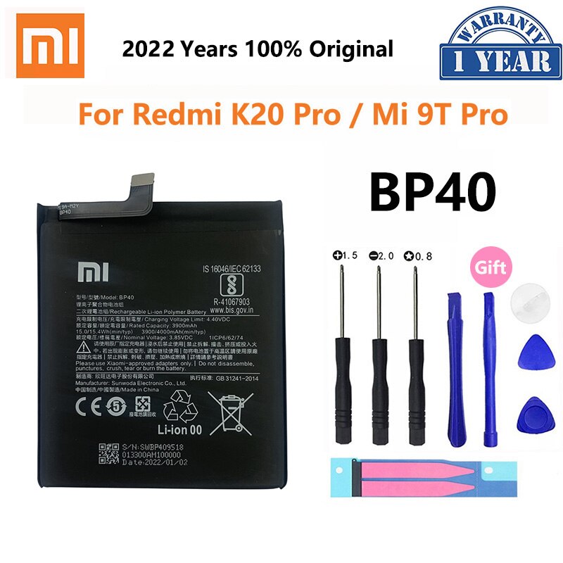 Xiao Mi 100% Original Battery BP41 BP40 For Xiaomi Redmi K20 Mi 9T Pro Mi9T K20Pro 4000mAh High Capacity Phone Batteria Akku: BP40 K20Pro Mi9T Pro