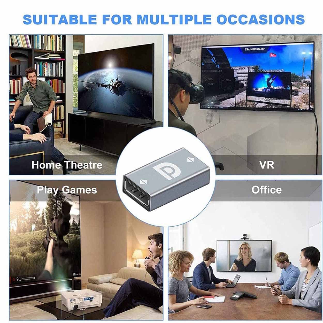 Adaptador Displayport 8K DP hembra a DP hembra conector convertidor acoplador de extensión DP 1,4 para transferencia de extensión de Cable DP