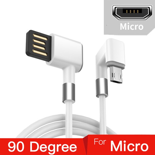 2.4A USB Tipo di Cavo C per Samsung S10 S20 180 ° Angolo di Veloce di Ricarica micro USB Cavo C per Xiaomi huawei Cavo Dati USB Del Telefono mobile: bianca for Micro usb