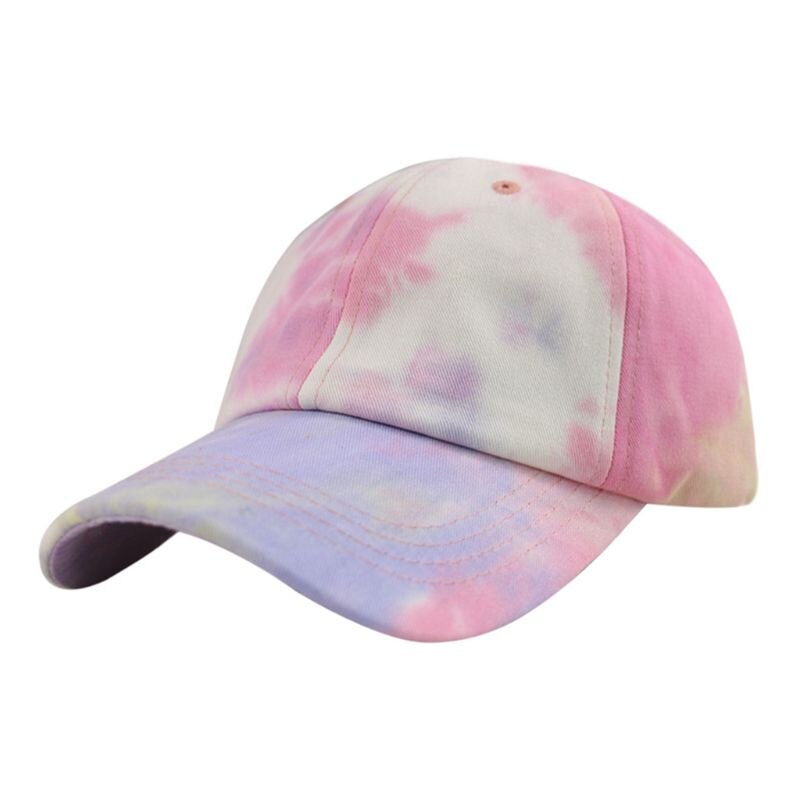 Unisex Regenbogen Tie-Dye Baseball Kappe Sommer Sonnencreme Hip Hop Sport Snapback Hut: Pink