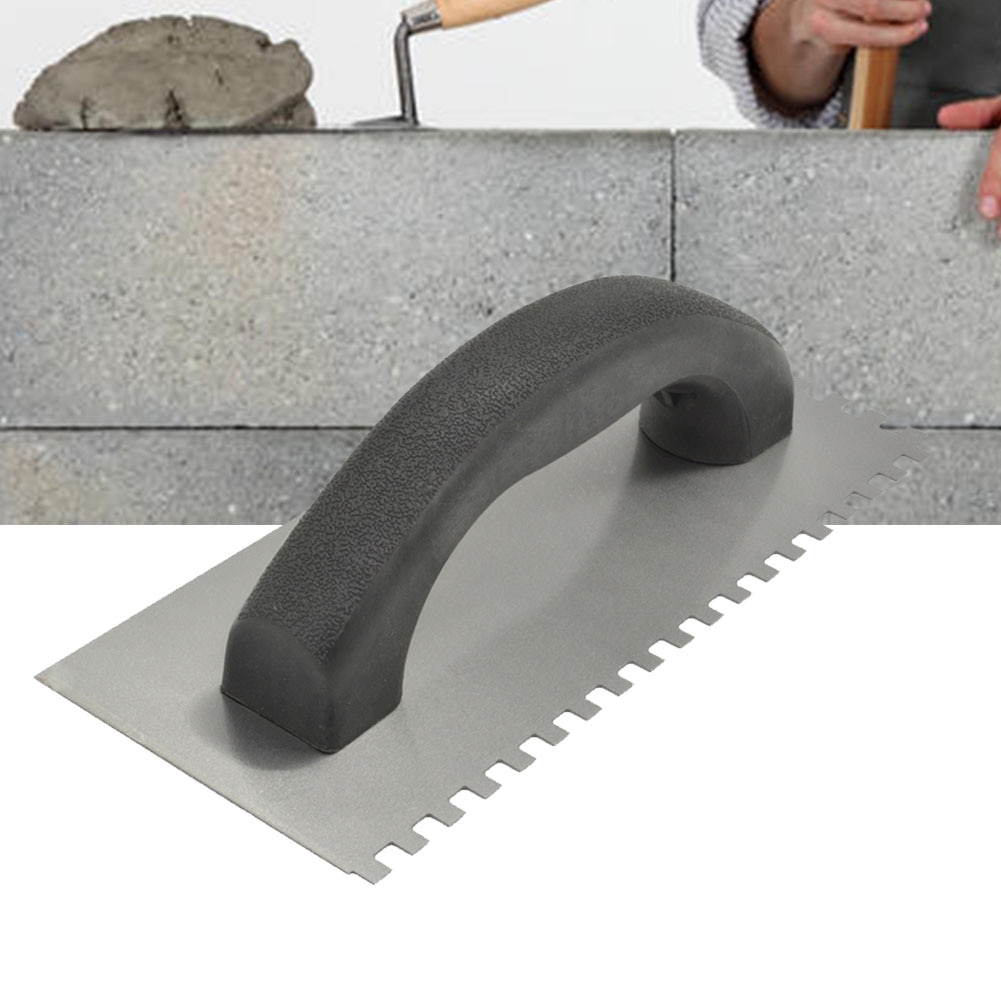 Curved Handle Sawtooth Multifunctional Wall Decoration Steel Square Trowel Home Tiling Tool Plastering Portable