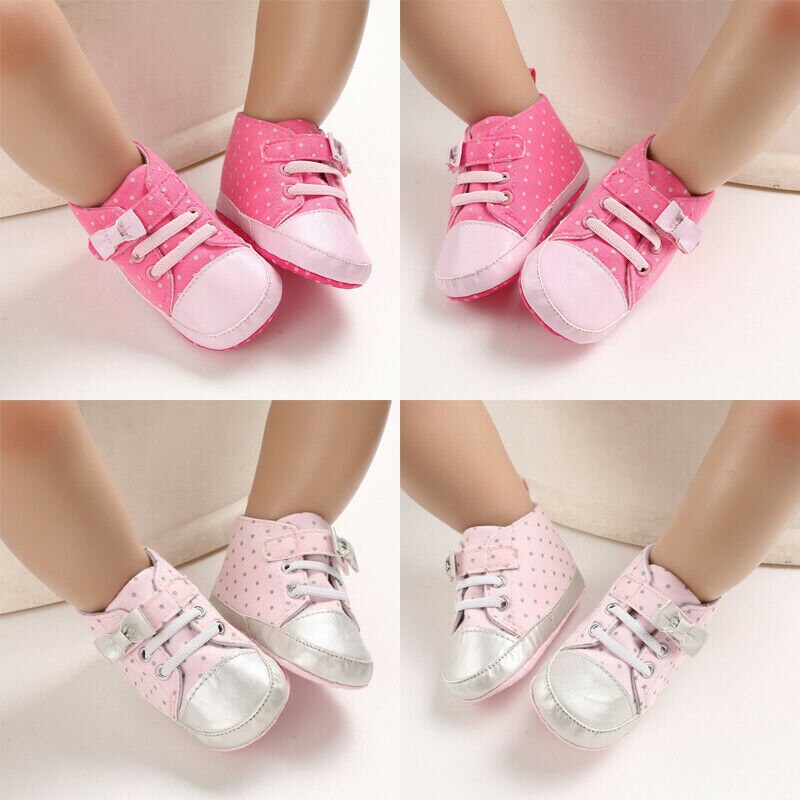 Peuter Baby Jongen Meisje Dot Canvas Zachte Tong Schoenen Sneakers Baby Babyschoenen