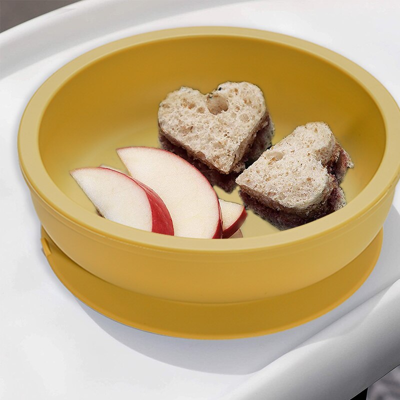 Bpa-vrij effen baby siliconen serviesset peuterveiligheidszuiger silicagel kom bord en lepel kinderkeukengereedschap