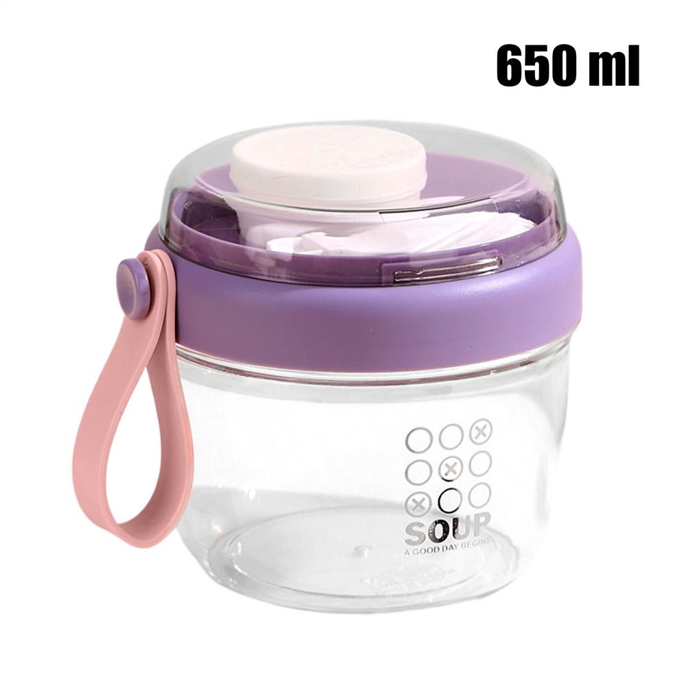 650ml Yogurt Parfait Cups With Handles Portable Yogurt Mug Breakfast Mug Cereal Cup Meal Planning Containers For Milk Yoghurt: PURPLE