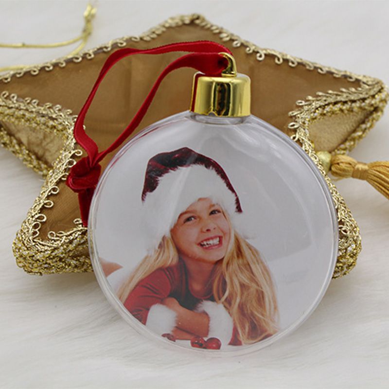 5PCS Clear Plastic Photo Frame Xmas Tree Hanging Picture Frame Ornament DIY Christmas Party Room Decorations Pet Pendant: Round