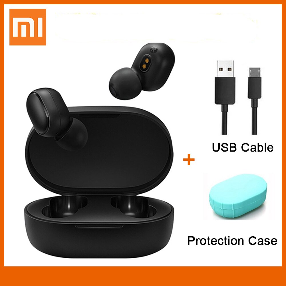 Xiaomi redmi airdots 2 øretelefoner trådløs bluetooth 5.0 oplader in-ear stereo bas øretelefoner ture trådløse øretelefoner ai kontrol: Kabel grøn sag