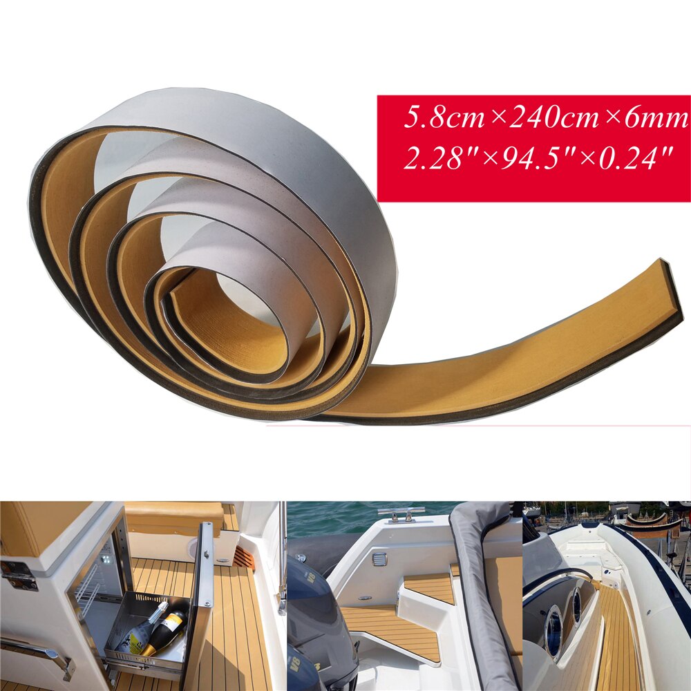 Eva boot teak dek tape rand marine vloerbedekking met zelfklevende geelbruin in zwart 5.8 cm x 240cm accessoires