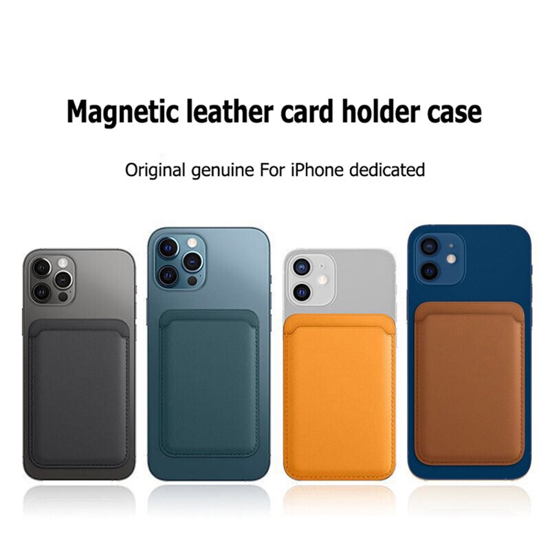 Luxe Originele Voor Magsafe Magnetische Achterkant Voor Iphone 12 Pro Max Adsorptie Voor Iphone 13 Kaarthouder Leer Telefoon case
