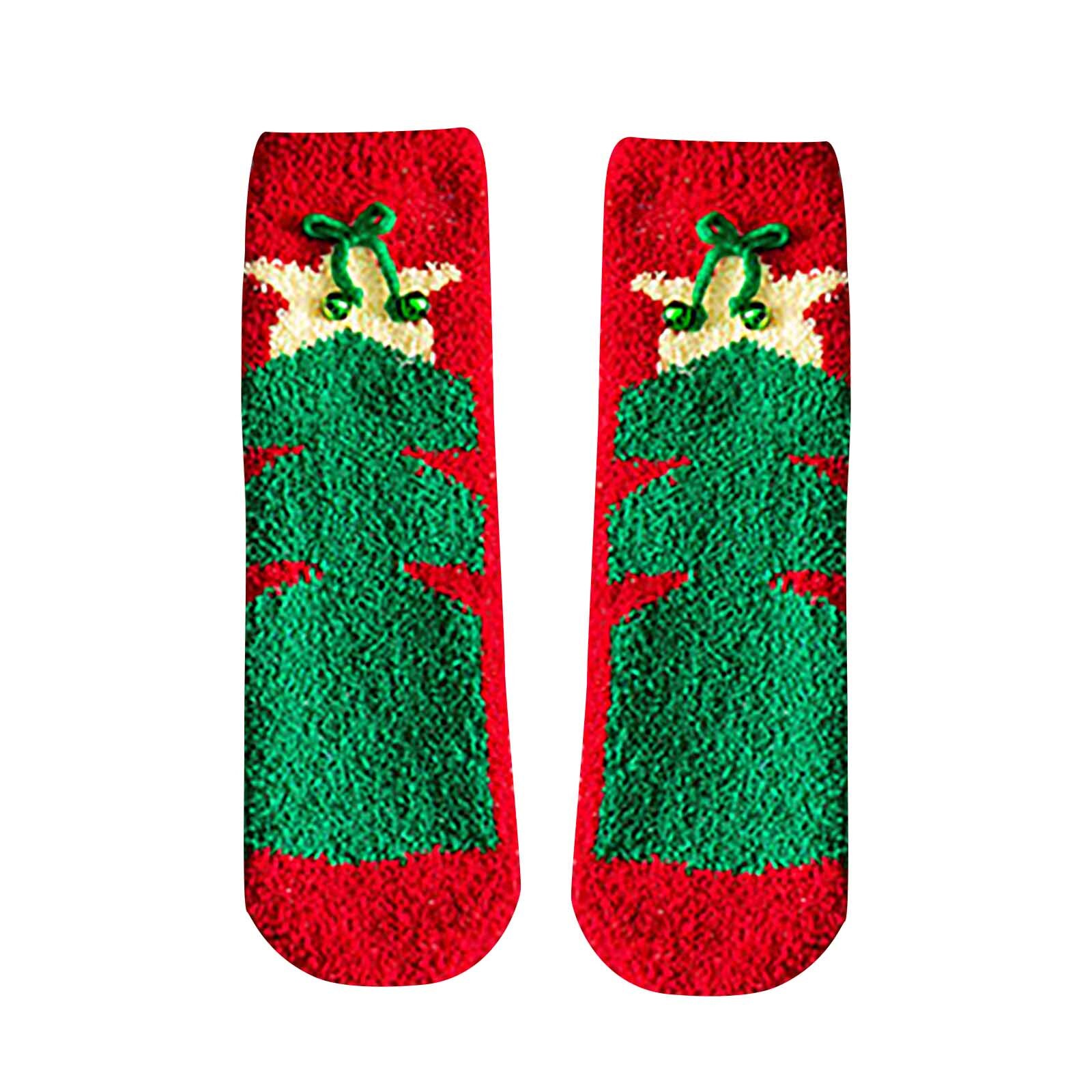 The носки kvinnesokker voksen juletrykk plysj fortykning mellom tude sokker hjemmestrømper носки: G