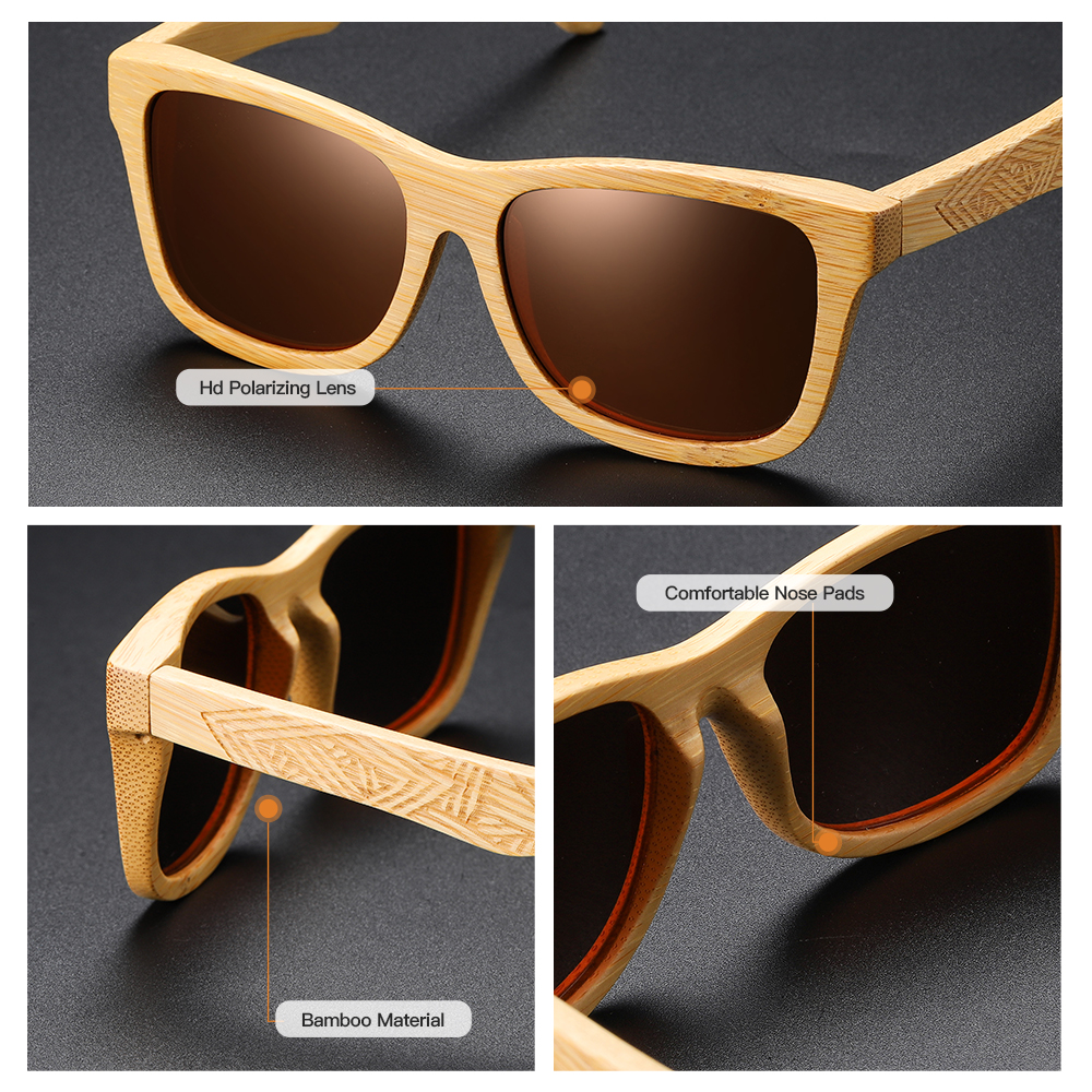 Gm Brand Handgemaakte Natuurlijke Houten Bamboe Zonnebril Luxe Zonnebril Gepolariseerde Houten Oculos De Sol Masculino