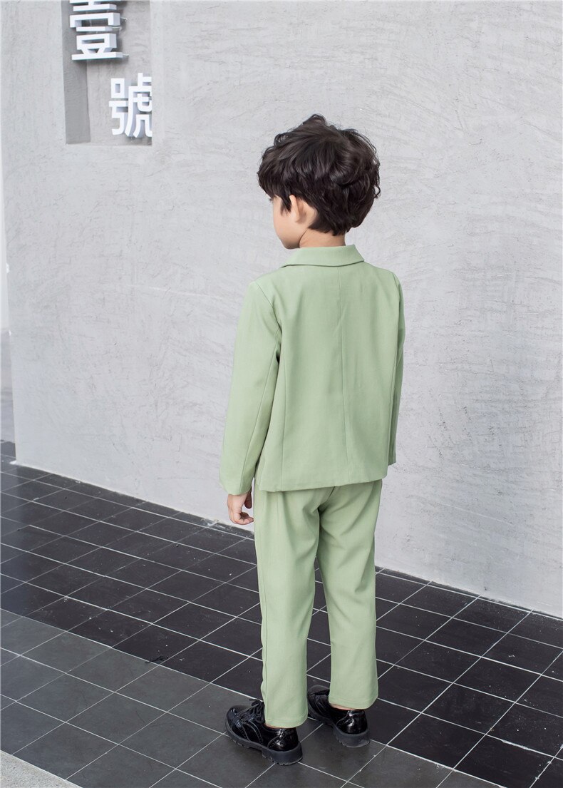 Costume à Double boutonnage pour garçon, ensemble de vêtements couleur bonbon, Costume d'hôte de fête d'anniversaire pour enfants blazer + pantalon, collection printemps-automne