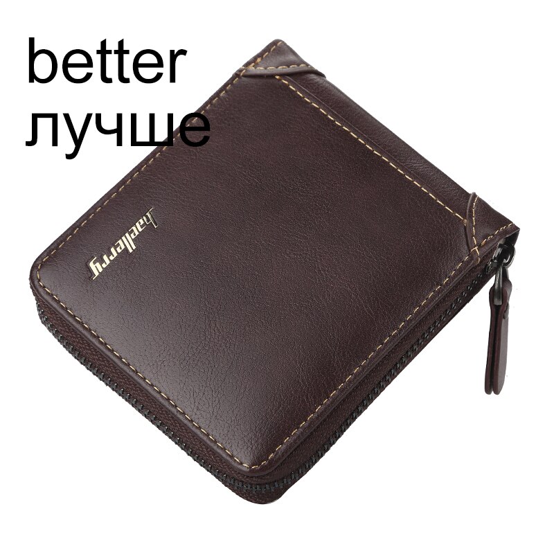 Baellerry Vintage Top Men Wallets Leather Card Holder Wallets and Purses Black Brown Small Wallet: DarkBrown-H-Better