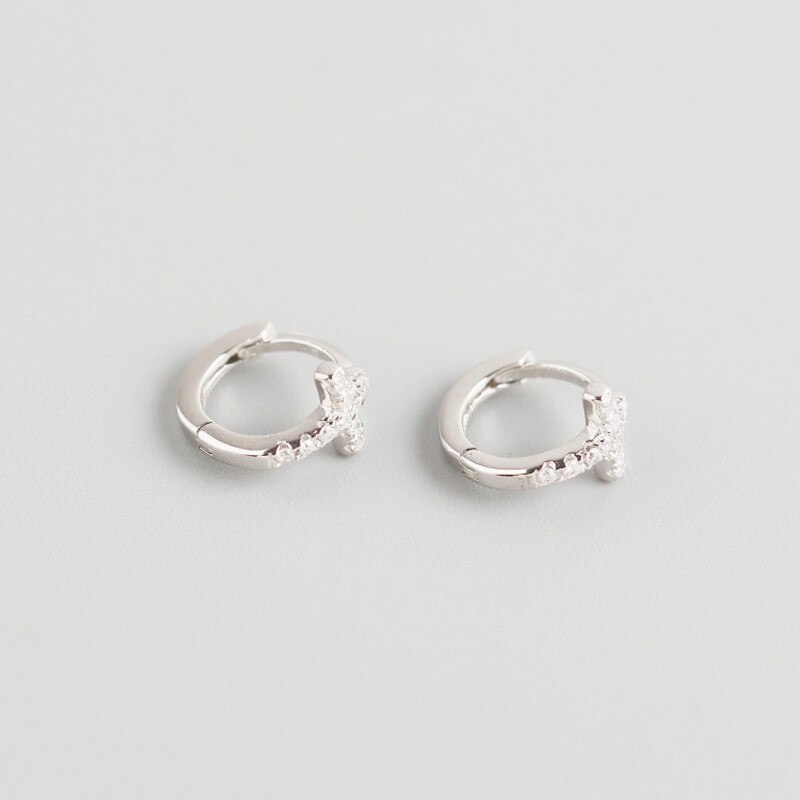 Ying Vahine 100% Plata de Ley 925 CZ, pendientes de Cruz para mujer: Platinado