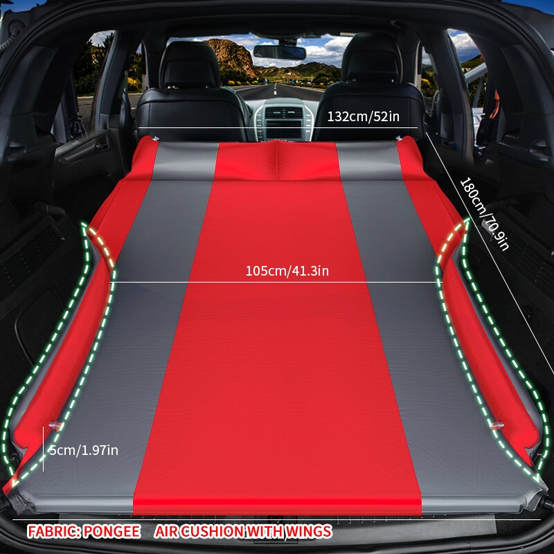 Special offer Car Mattress SUV Automatic car inflatable bed SUV air mattress rear travel bed SLEEPING MAT: with wing-red5cm