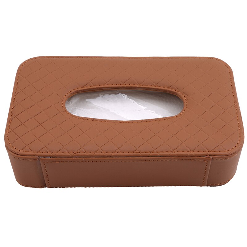 Luksus pu læder hængende tissue box pumpe bakke loft ovenlys type tissue box til bil serviet opbevaring holder: Brun