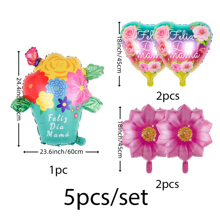 Conjunto de balões para decoração de dia das mães, 5 peças, cesta de flores de girassol, troféu, decoração de casa: LASER