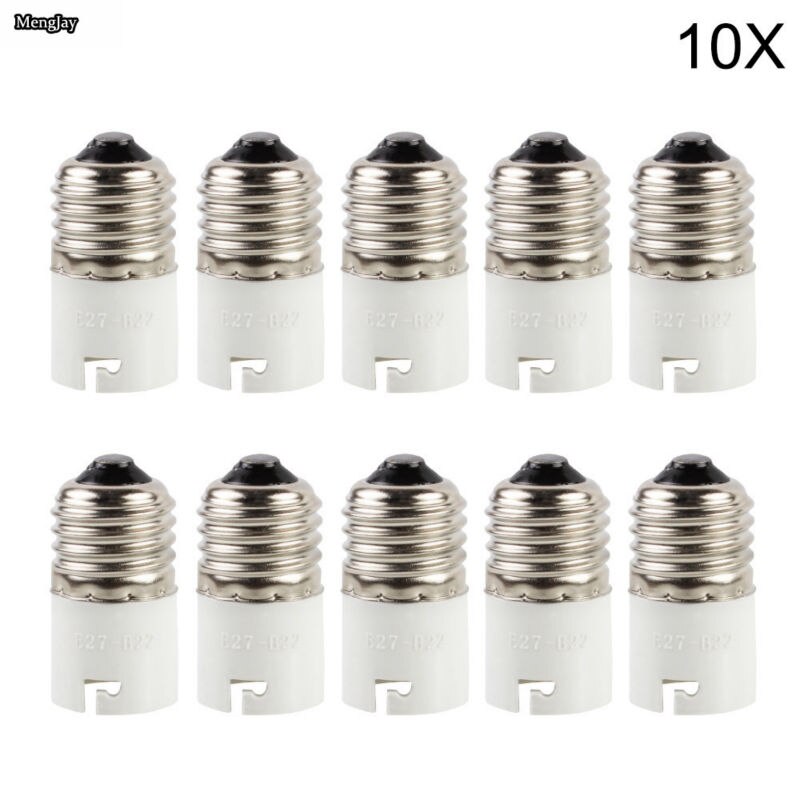 10x E27 para B22 LED Lâmpada Luz Lâmpadas Conversor Adaptador Feminino Titulares Baioneta 250 V 500 W Plástico