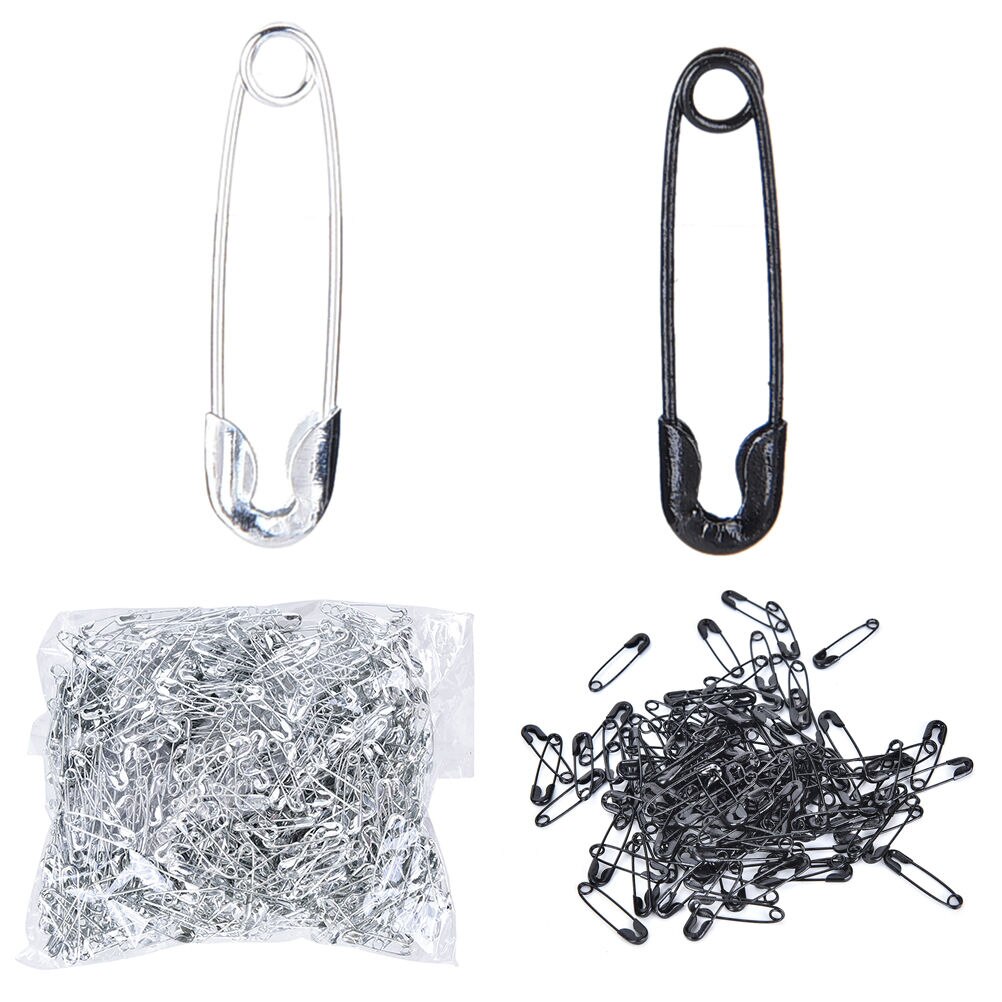 1000 Stuks Zwart zilver Kleine Veiligheidsspelden DIY Mini Gesp Pin Kleding Rvs Tool Naalden Accessoires voor Needlework19mm