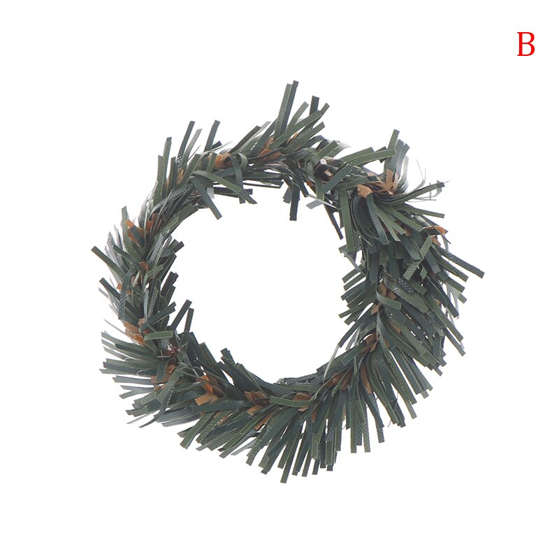 1:12 domek dla lalek miniaturowy wieniec świąteczny dekoracje na drzwi ściany pokoju ozdoby robić domu wesołych świąt girlanda: B