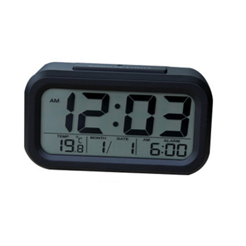 1 Uds. Reloj despertador Rosa alarma Digital LED pantalla grande con calendario para viaje a la oficina en casa 135x75x45mm: E(Without battery)