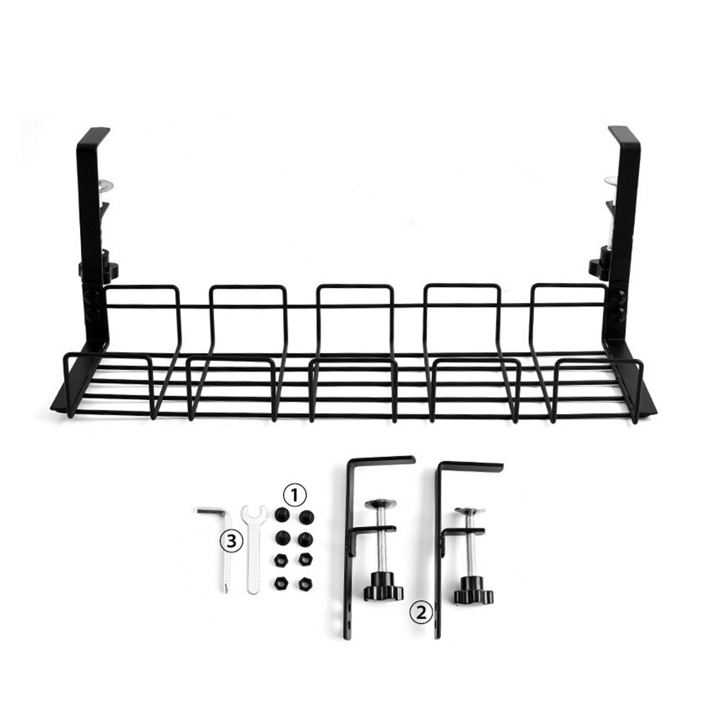 Estante de almacenamiento debajo de la mesa, organizador de cables para escritorio de ordenador, bandeja de gestión de cables debajo del escritorio para estación de trabajo de oficina en casa