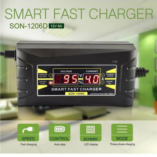 12V 6A Autolader 110V-240V Led Intelligente Display Elektrische Auto Lood-zuur Batterij charger Us/Eu Plug Smart Charger
