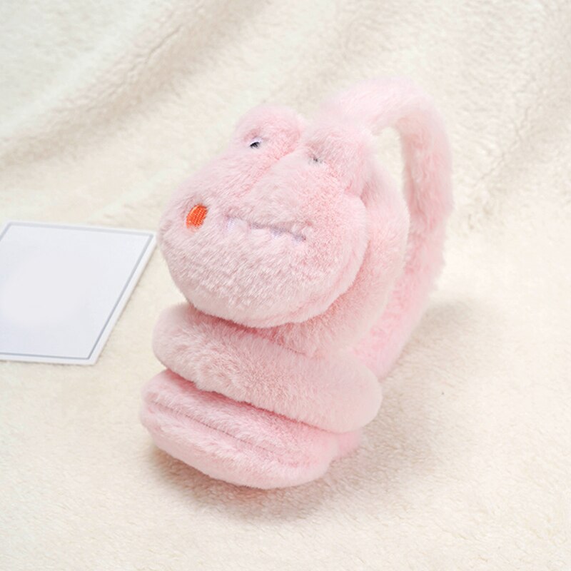 Children Ear Muffs Winter Lovely Thicken Plush Earmuffs Cartoon Dinosaur Earmuffs Riding Korean Version Plush Earmuffs: pink
