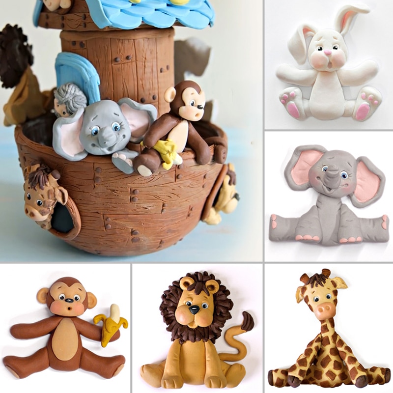 Dyr silikone skimmel fondant kage form kage dekorationsværktøjer giraf løve abe elefant sukker knapper gumpaste sugarcraft