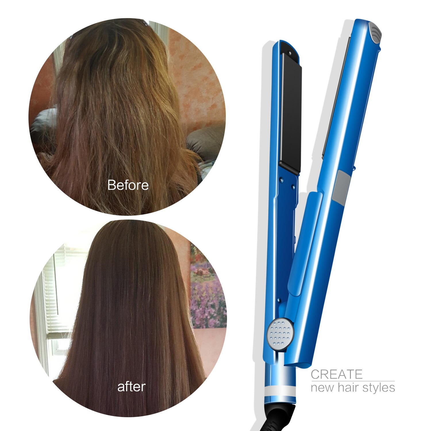 PRO Nano Titanium Styler Straightener Irons Pure Titanium-plated Plates Flat Iron Hair Straightening Brush Hair Styling Machine
