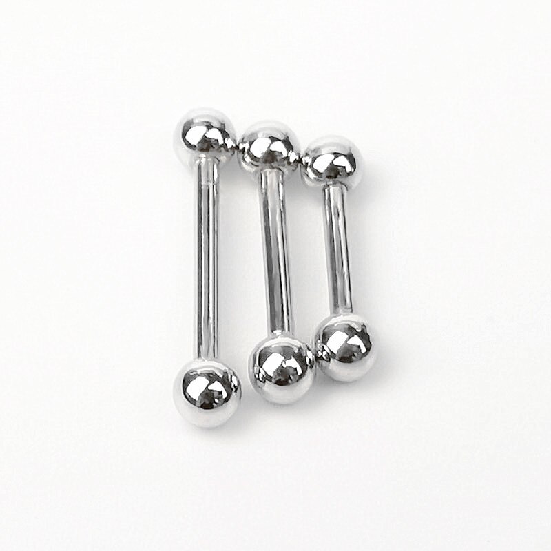 1Pcs 925 Sterling Zilver Tong Ring Straight Barbell Wenkbrauw Tepel Ring Body Piercing Bar Lichaam Sieraden