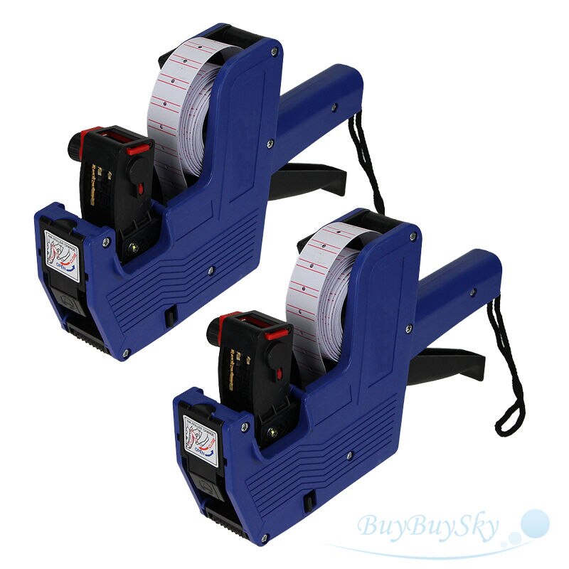 [Fly Eagle ] 2 MX-5500 8 Cijfers Price Tag Gun + 5000 Wit W/Rode Lijnen Labels + 1 Inkt Blauw