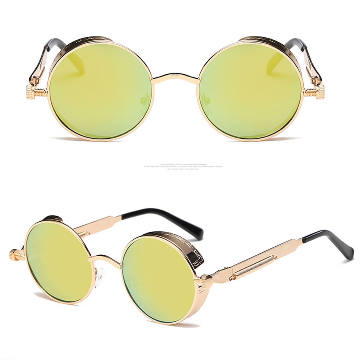 Moda Estilo Retro Steampunk Óculos Redondos Óculos de Armação de Metal Lente Óculos de Design Da Marca Do Vintage Masculino óculos de Sol Óculos de Condução