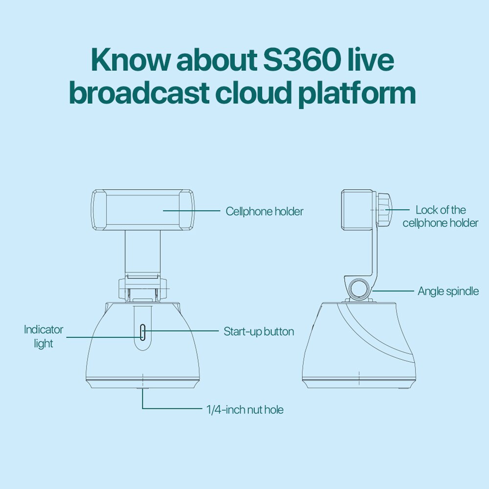 Portable All-in-one Auto Smart Shooting Selfie Stick , 360 Rotation Auto Face Tracking Object Tracking vlog Camera Phone Holder