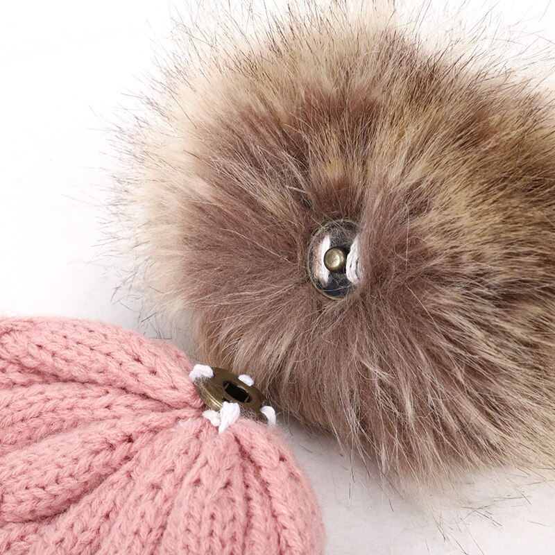 Børns vinterhue drenge og piger pompon læder strik hue varme striber sød sjov baby hat behagelige sombrero ærter