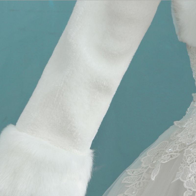 Veste de mariée Vintage blanche en peluche pour femmes, châle à manches longues, Cape de soirée, écharpe de princesse épaissie et chaude