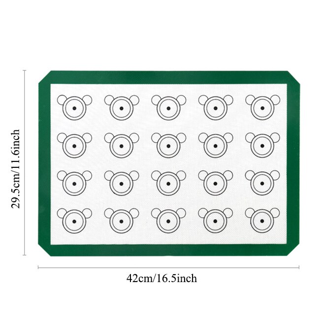 Silicone Macaron Bakken Mat - Non Stick Silicon Liner Voor Bakken Pannen &amp; Rolling-Bitterkoekje/Gebak/Cookie maken-Professionele: Green Bear