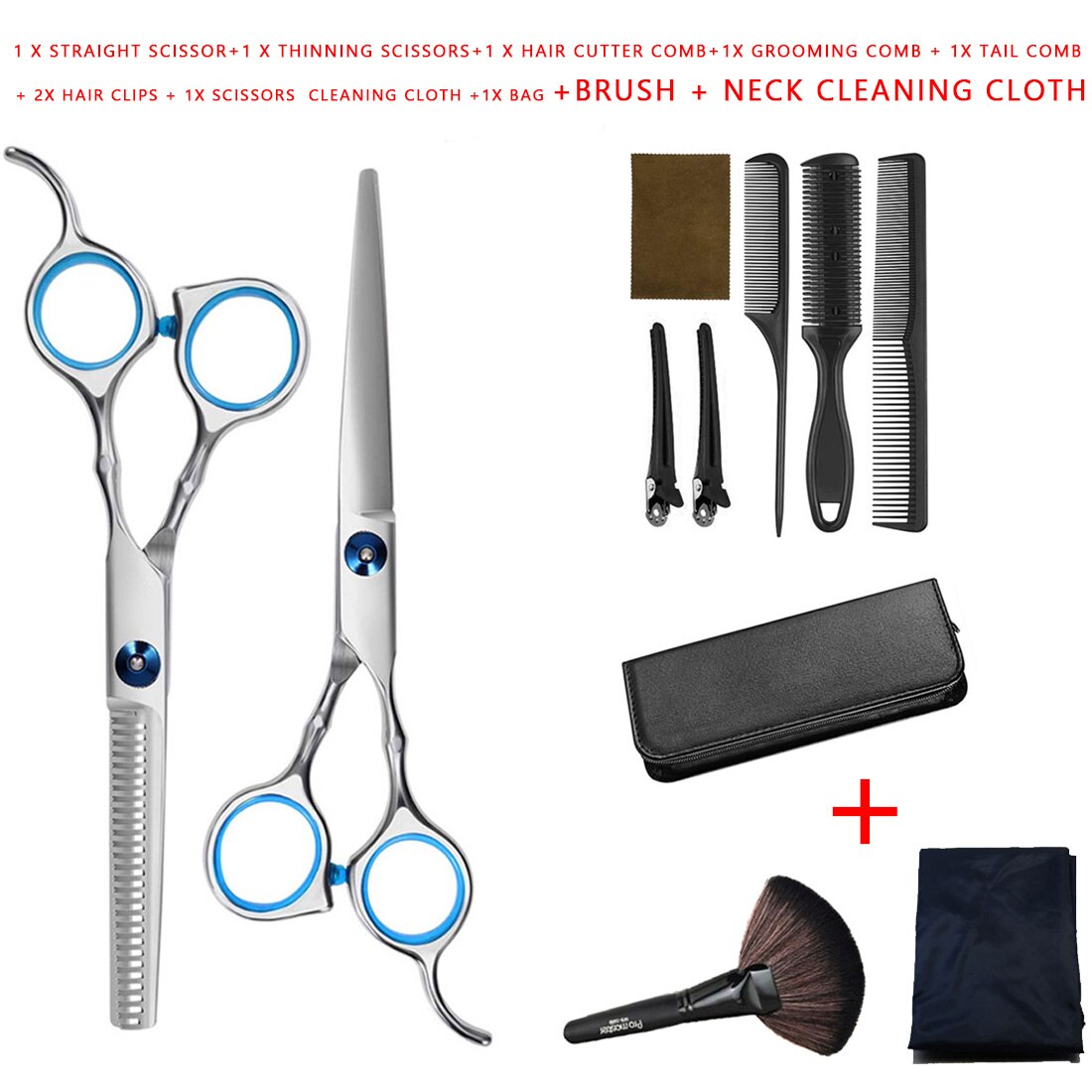 Hairdressing Scissors Kit 11pcs/10pcs/9pcs Hair Cutting Scissors Hair Scissors Tail Comb Hair Cape Cutter Comb: 11pcs