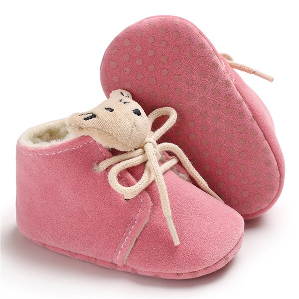 Schattige Kleine tijger Winter Sneeuw Baby laarzen Crib Bebe Jongens Meisjes Super Warm Houden Pu Baby Peuter schoenen kant -up booties: pink / 3