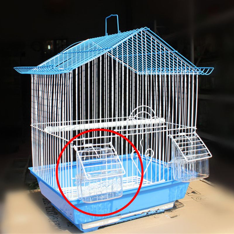 Cuenco transparente de plástico con forma de pájaro loro, cuenco de la empresa de agua limpia, caja de agua Silo, accesorio de pájaro para periquitos, canaria