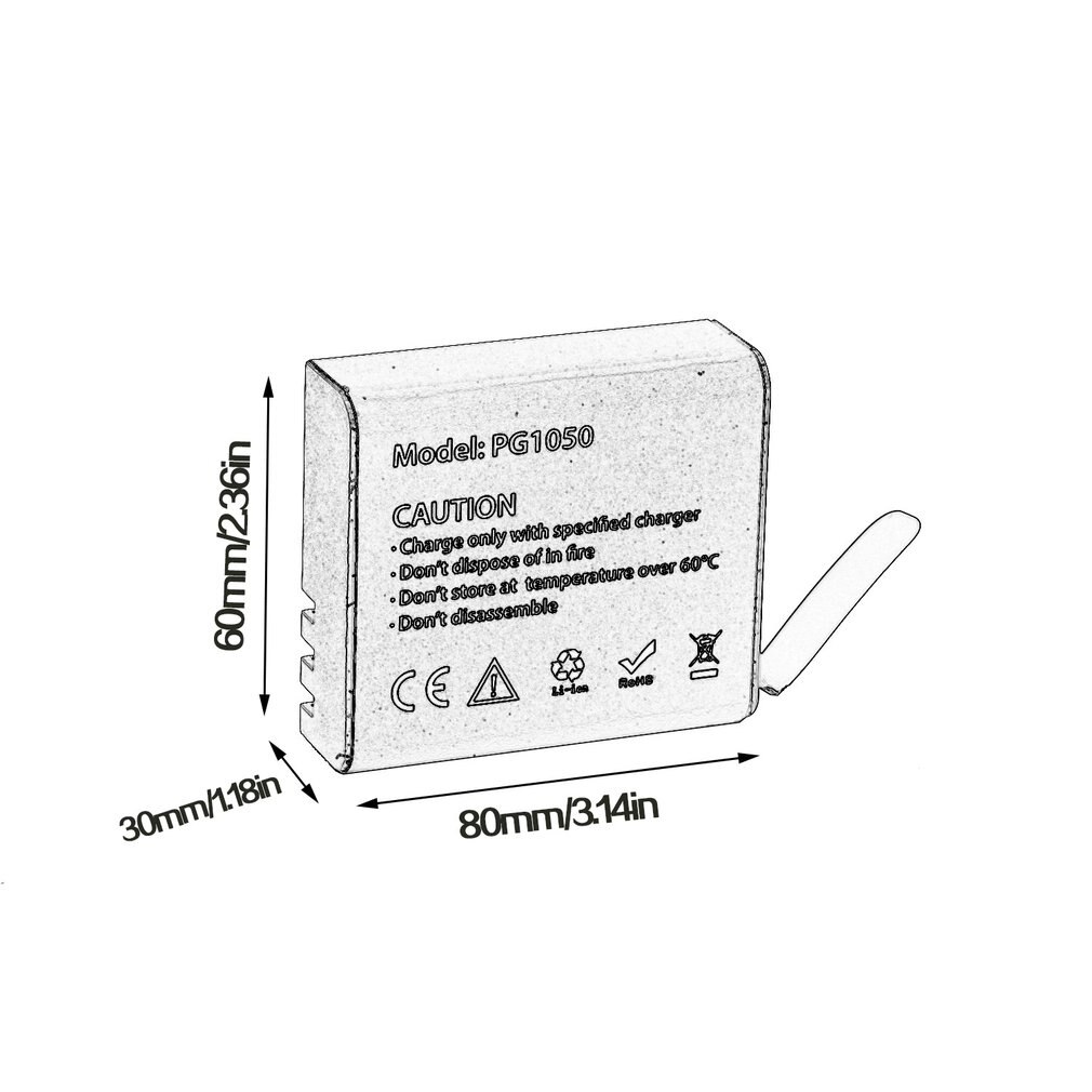 PG1050 Sport caméra batterie au Lithium 900mAh pour EKEN série Rechargeable Li-ion batterie Pack 3.7V noir