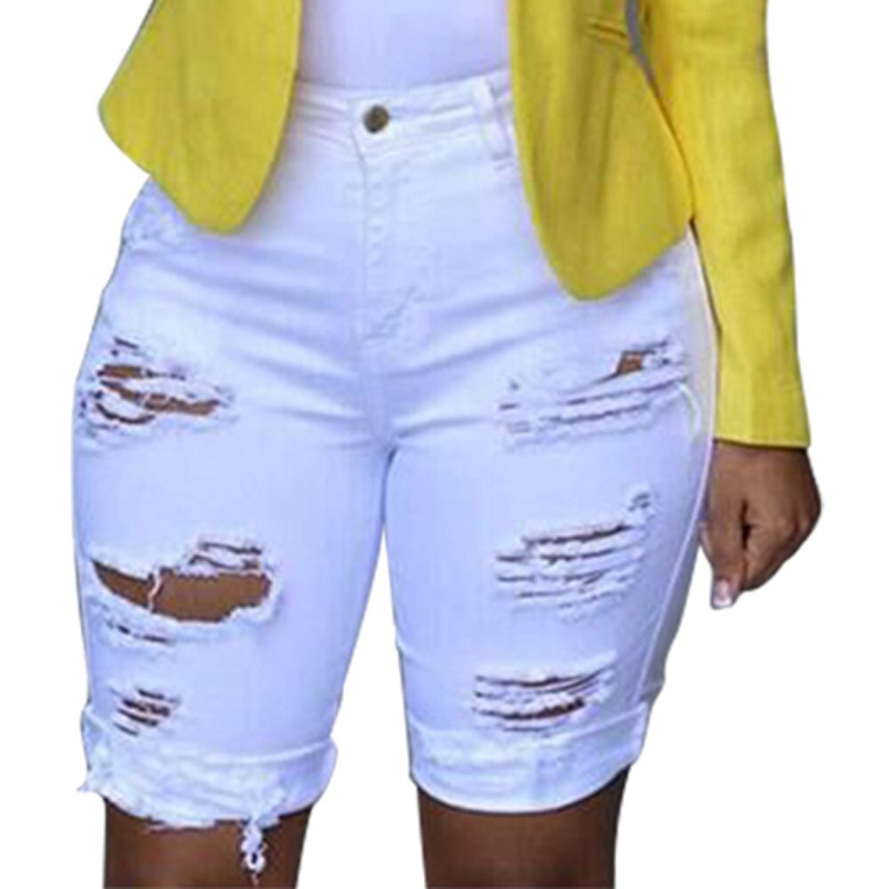 Spodenki damskie femme élastique trou détruit pantalon court Short en jean jean déchiré Short en jean femme