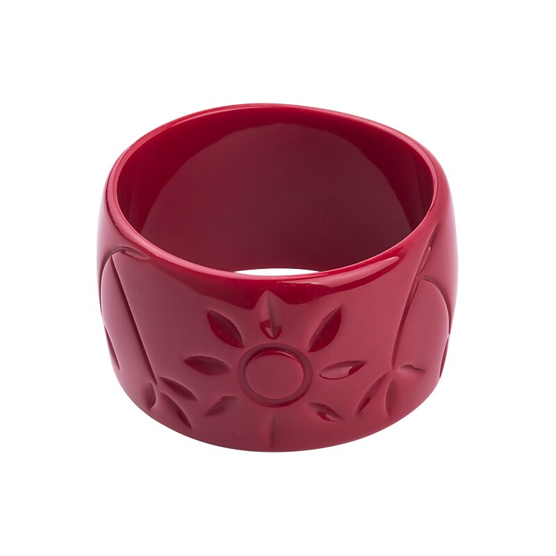 Brazalete de resina de con grabado de flores del sol para mujer, brazaletes de , Pulseras anchas acrílica para mujer, abalorio Simple, joyería para: dark red