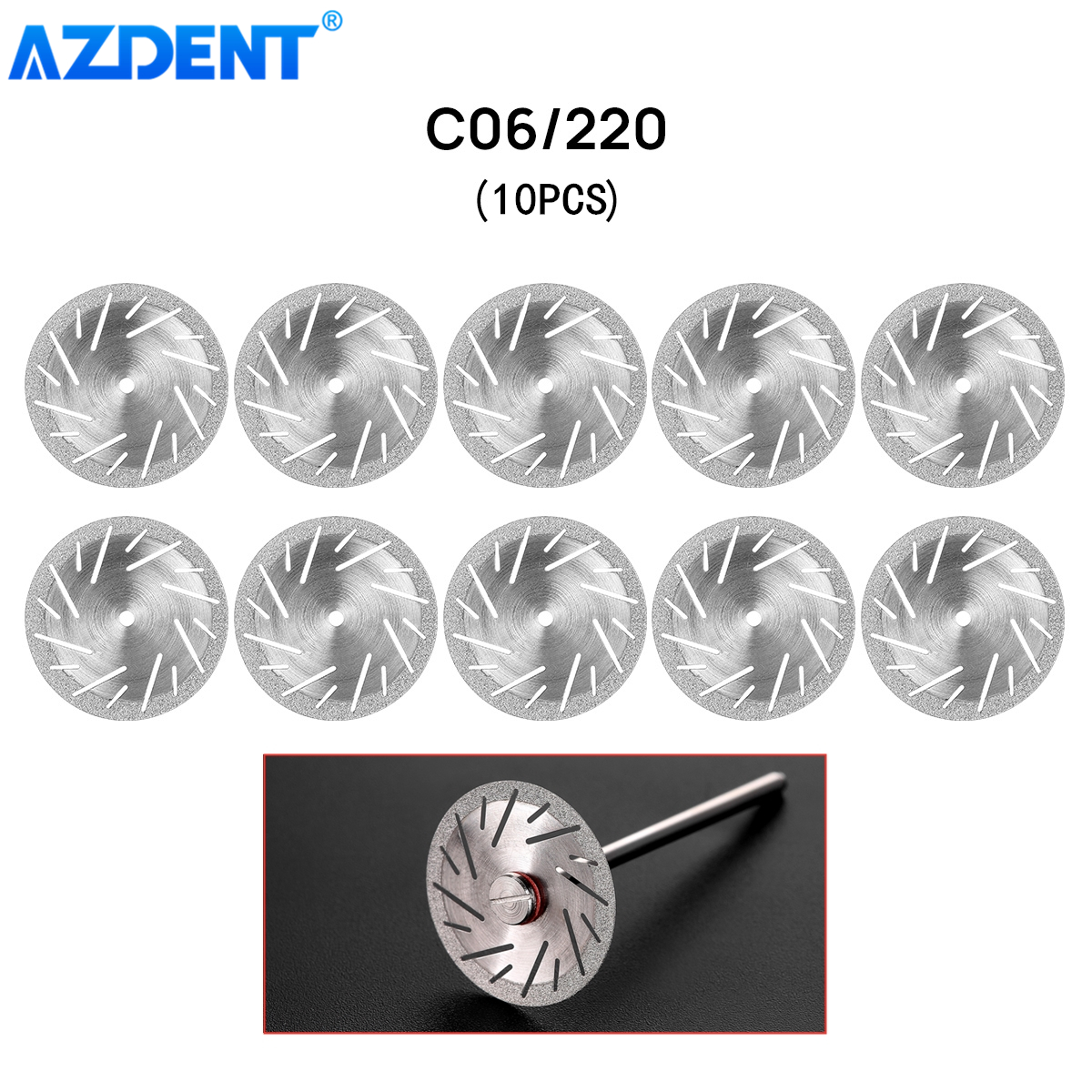 AZDENT 11 Sizes Dental Lab Diamond Disc 0.20mm Ultra-thin Double Side Grit Disk Cutting Tool Dia 22mm Polisher Dentistry Dentist: 10PCS C06