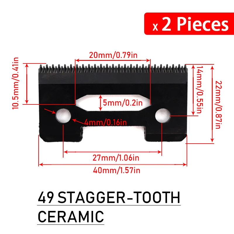 Cuchillas de cerámica móviles de repuesto para cortadores de cabezal de corte WAHL 5 Star Series Stagger y dientes estándar: Borgoña