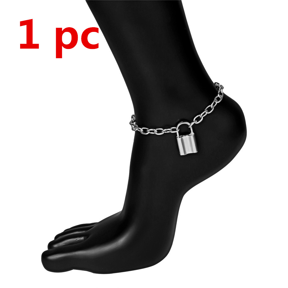 Ingemark Mode Lock Hanger Enkelbanden Voor Vrouwen Strand Barefoot Lover Hangslot Beste Armband Enkelband Voet Paar Sieraden