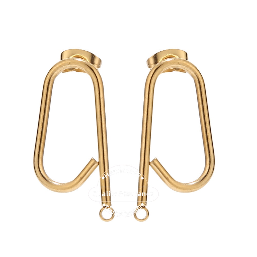 10pcs Stainless Steel Q Earring Stud Ear Post with Loop Gold U Shape Stud Base Posts DIY Components