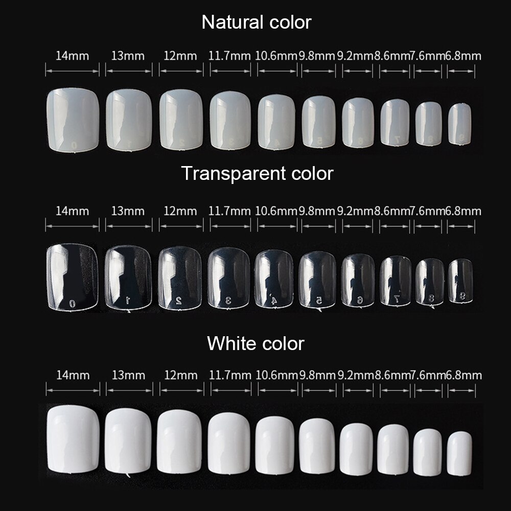 500 pièces/paquet court rond faux ongles Transparent naturel blanc faux ongles artificiel couverture complète UV Gel bricolage manucure ensemble