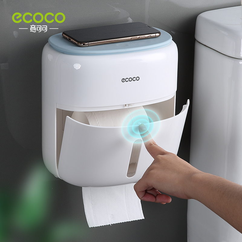 ECOCO-soporte de papel higiénico de montaje en pared, estante, bandeja de papel higiénico, tubo de papel en rollo, caja de almacenamiento creativa, caja de pañuelos para el hogar